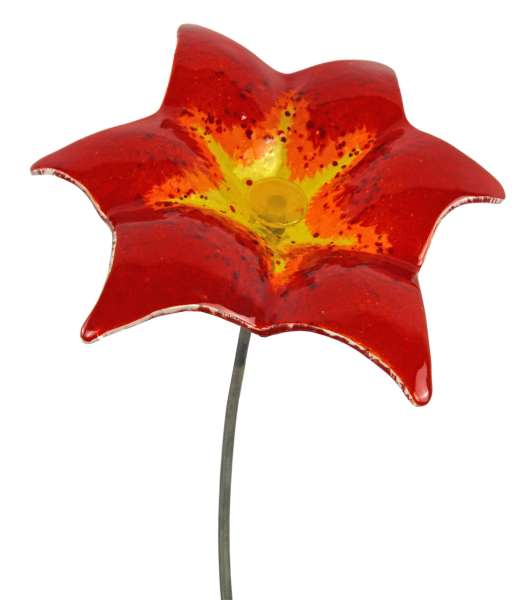 Zauberhafter Gartenstecker Glasblume rot ca. 100 cm - Gartendekoration